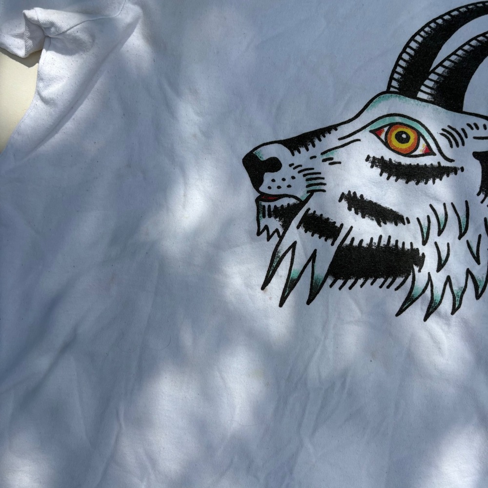 Filson Mens White Graphic T-Shirt XXL Goat Tattoo Art Made in USA Cotton Tee - Picture 4 of 8